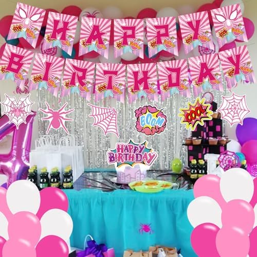 Pink Spider Birthday Party Decorations Set