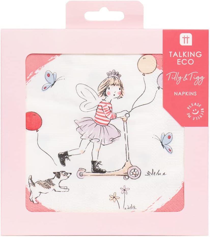 Pink Napkins for Kids Birthday Party with Tilly and Tigg