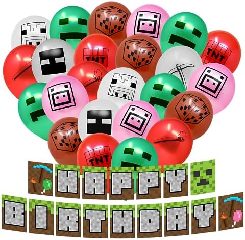 Mining Fun Banner and 48 Pcs Balloons Party Decor