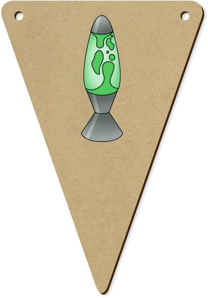 5 x 140mm Green Lava Lamp Wooden BuntingFlags