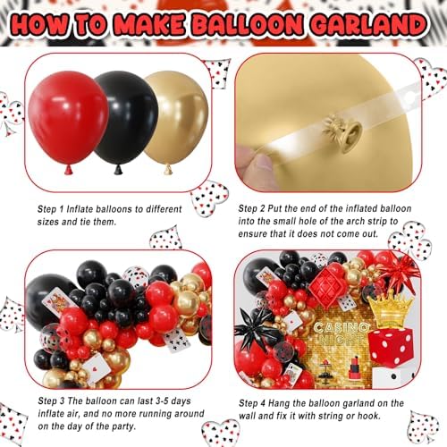 144PCS Casino Dice Favor Boxes Balloon Kit Party Decorations