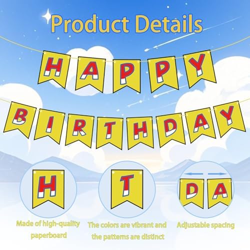 Anime Birthday Banner with Happy and Birthday Text