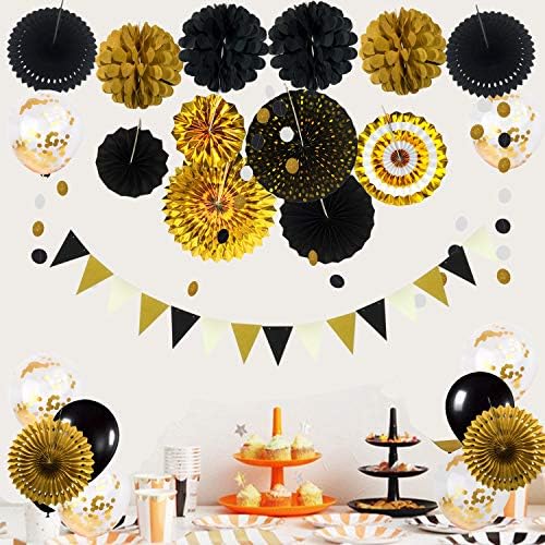 ZERODECO Black and Gold Party Decor Kit