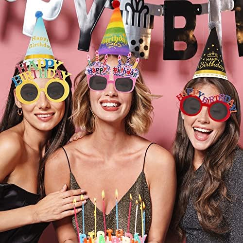 16 Pcs Birthday Hats Sunglasses Adult Party Decorations