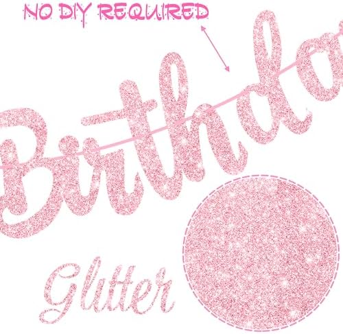 3 Pcs Hot Pink Girl Birthday Banners Decorations