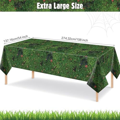 Tiamon 3 Pcs Green Moss Tablecloth for Forest Themed Parties