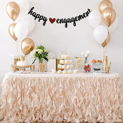 Happy Engagement Banner with Red Heart Decorations