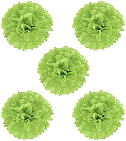 PATIKIL 8 Inch Lime Green Tissue Pom Poms Flowers 5 Pack
