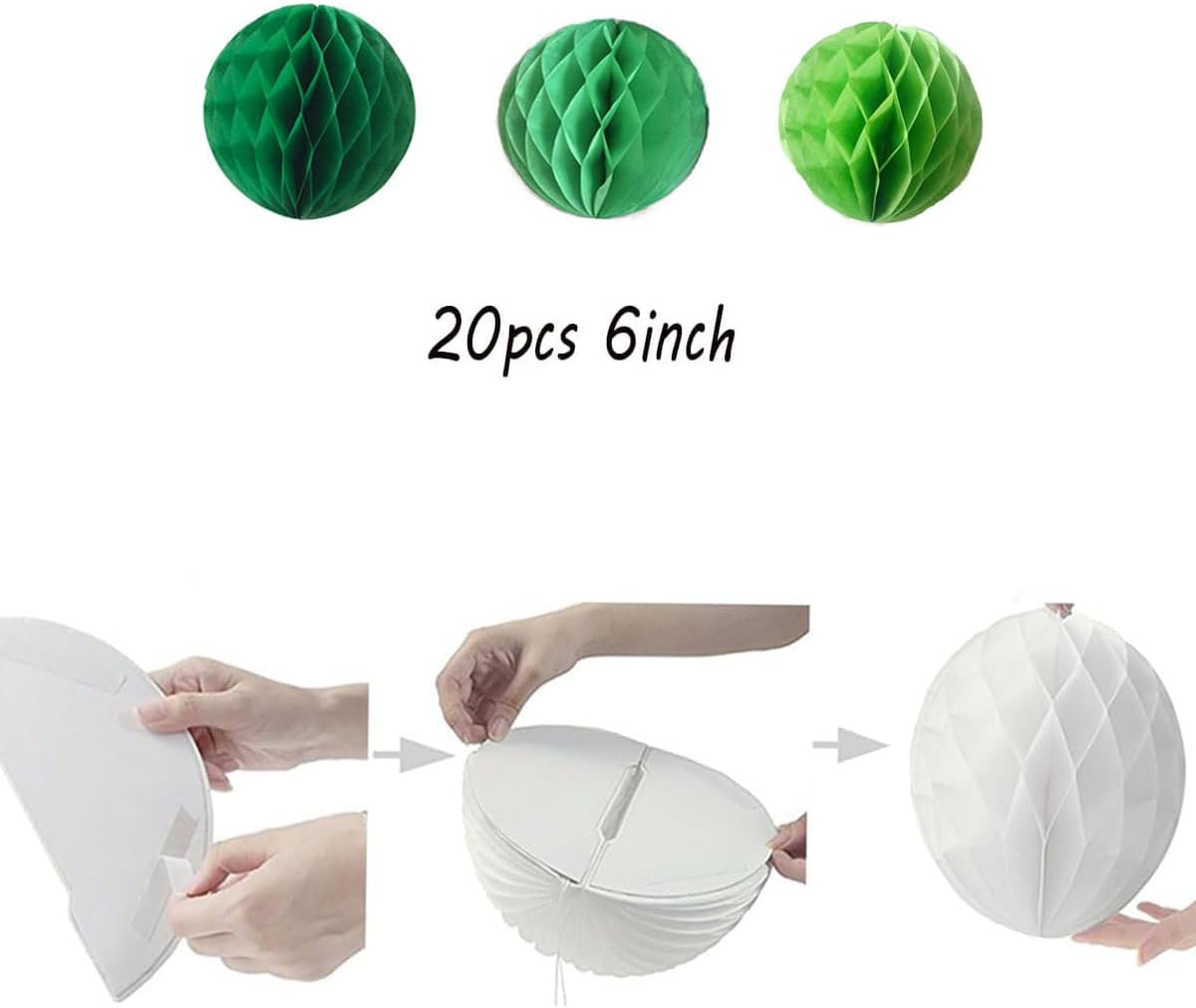 20pcs Green Honeycomb Flower Balls for Decorations