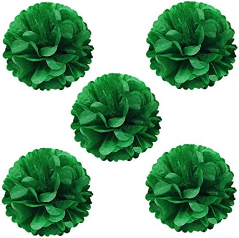 Wrapables 8 Inch Tissue Pom Poms Set of 5 Kelly Green