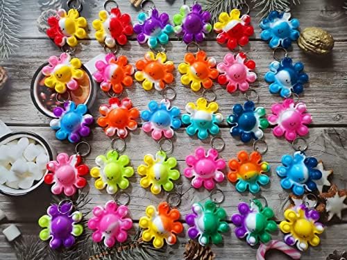 30 Pack Octopus Fidget Keychain for Students and Party Favors