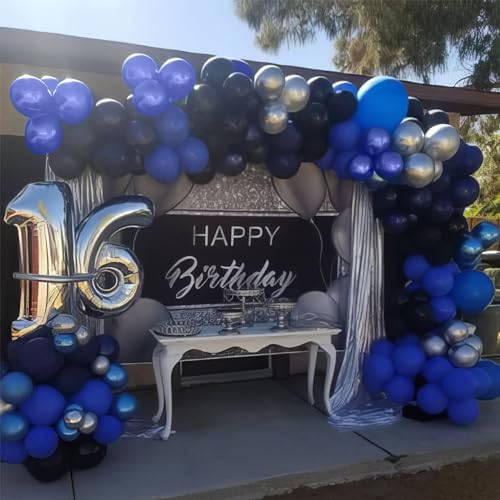 Paready Blue and Black Balloons Set for Parties