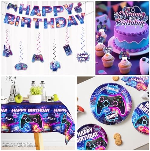 Yingoto 186Pcs Video Game Party Decorations Set