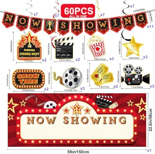 Movie Night Party Decorations 60 pcs Kit