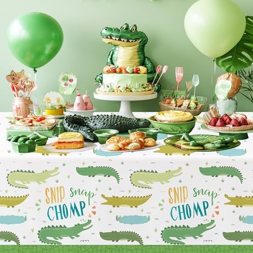 Alligator Birthday Party Tablecloth Set 3pcs