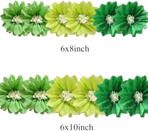 12pcs Tissue Pom Poms Green Wedding Decor
