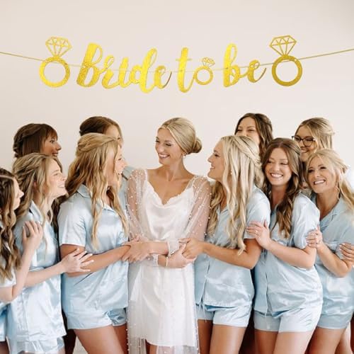 Bride To Be Gold Glitter Party Banner for Wedding Engagement