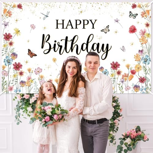 Avezano Wildflower Birthday Banner 6x36ft
