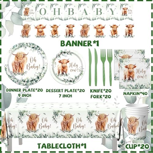 Highland Cow Birthday Decorations 142Pcs Party Set