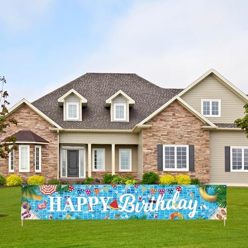 Aushenke Pool Birthday Banner 118 x 20 Inch