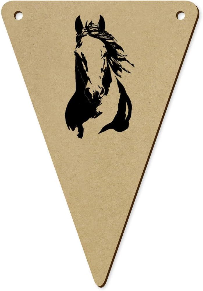 5 Piece 140mm Minimalist Horse Portrait Wooden Bunting Flags