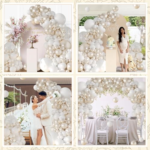 Pearl White Balloon Arch Kit 101Pcs Professional Decoration