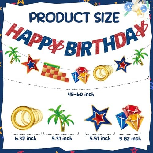 Blue Hedgehog Happy Birthday Banner for Boys