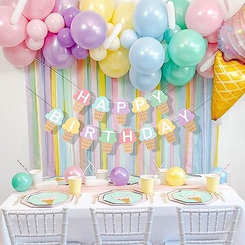 Ice Cream Birthday Banner for Kids Party Decoration