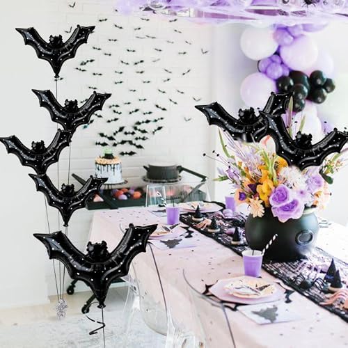 Cheerland Black Bat Balloons Halloween Decor 8pcs