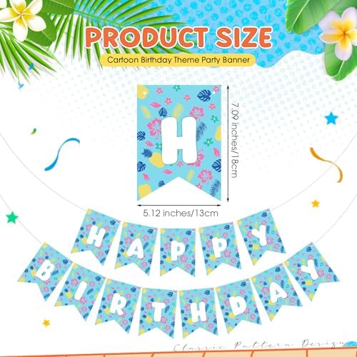 TaoBary Blue Cartoon Happy Birthday Banner