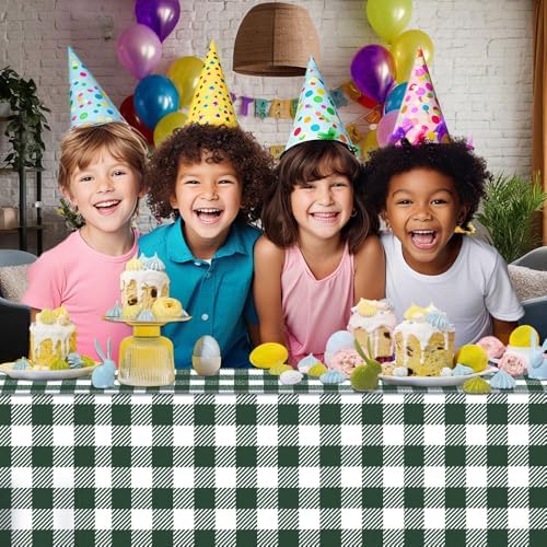3 Pack Blackish Green Gingham Tablecloths for Parties