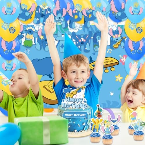 Aulecoo 42Pcs Stitch Birthday Party Decor Set