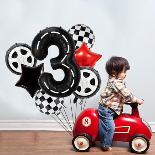 Eostankr Race Car 3rd Birthday Balloons Decorations 7 Pcs