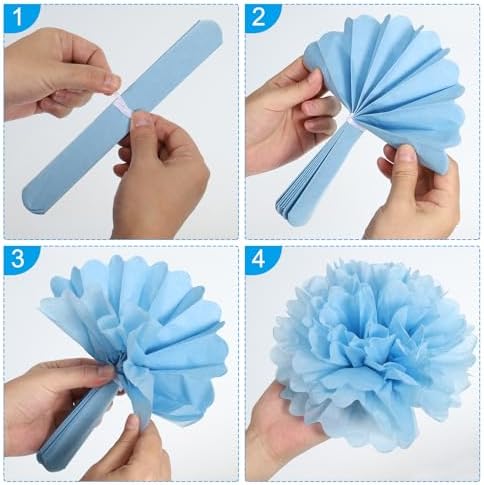 PATIKIL 4 6 8 Inch Tissue Pom Poms Flowers 12 Pack Lime Green