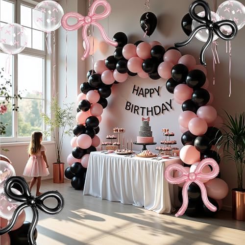 4 Pcs Black Bow Balloons for Birthday Party Decor