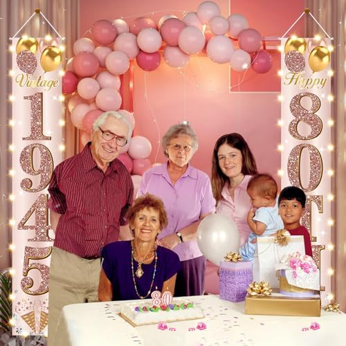 80th Birthday Door Banner with LED Light