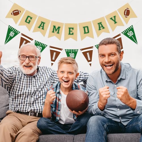 Hooqict Football Party Banner Garland with Triangle Flags