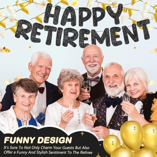 Fulmoon Happy Retirement Banner Glitter Sign