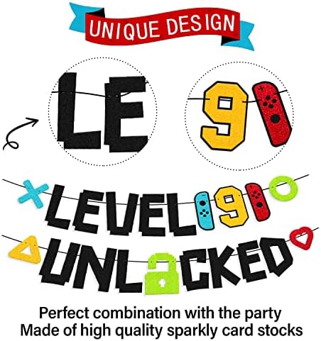 Level 9th Unlocked Birthday Banner Game Themed Decorations