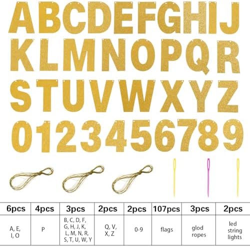 TaoBary 112 Pcs DIY Letter Banner Kit Gold