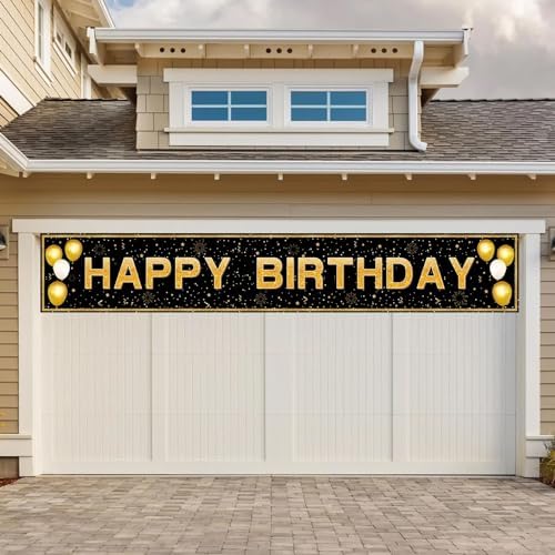 Happy Birthday Banner Decorations - Jumbo 118x20 Waterproof Polyester Sign