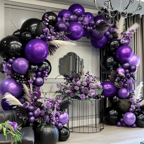 Purple and Black Balloons Garland Arch Halloween Party Decoration Kit