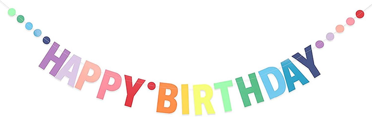 MEETINGU Happy Birthday Banner with Rainbow Design