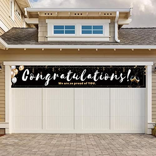 Large Black Congratulations Decoration Banner for Parties