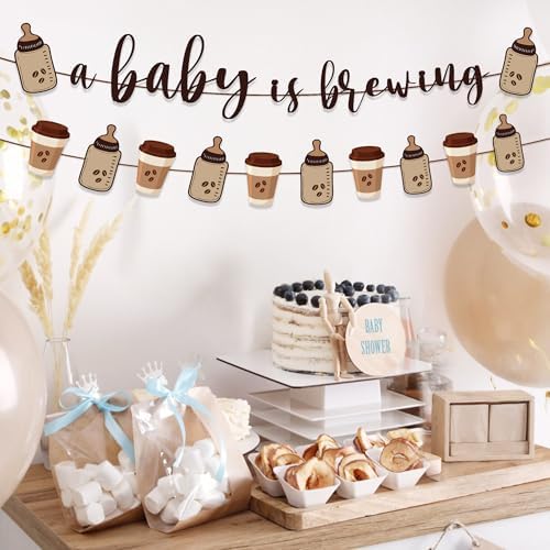 Coffee Theme Baby Shower Banner and Pennant Garland