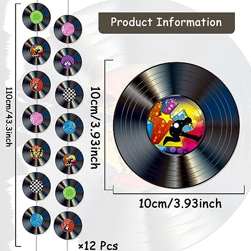 12 PCS Vinyl Record Banners 50s Party Decor