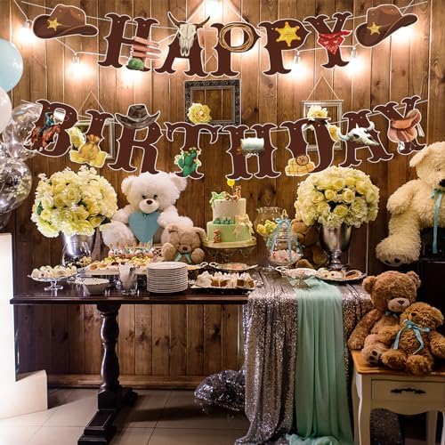 Western Cowboy Birthday Banner Decoration Set