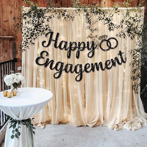 BEISHIDA Glitter Happy Engagement Banner - Black