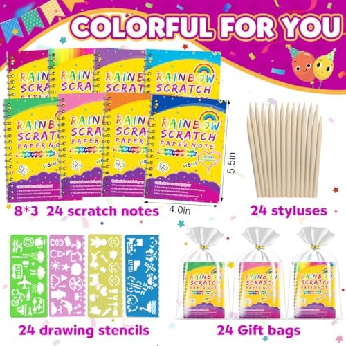 Pigipigi Kids 24-Pack Scratch Art Party Favors Set