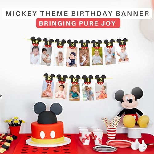 Mickey Mouse 1st Birthday Photo Banner Decor